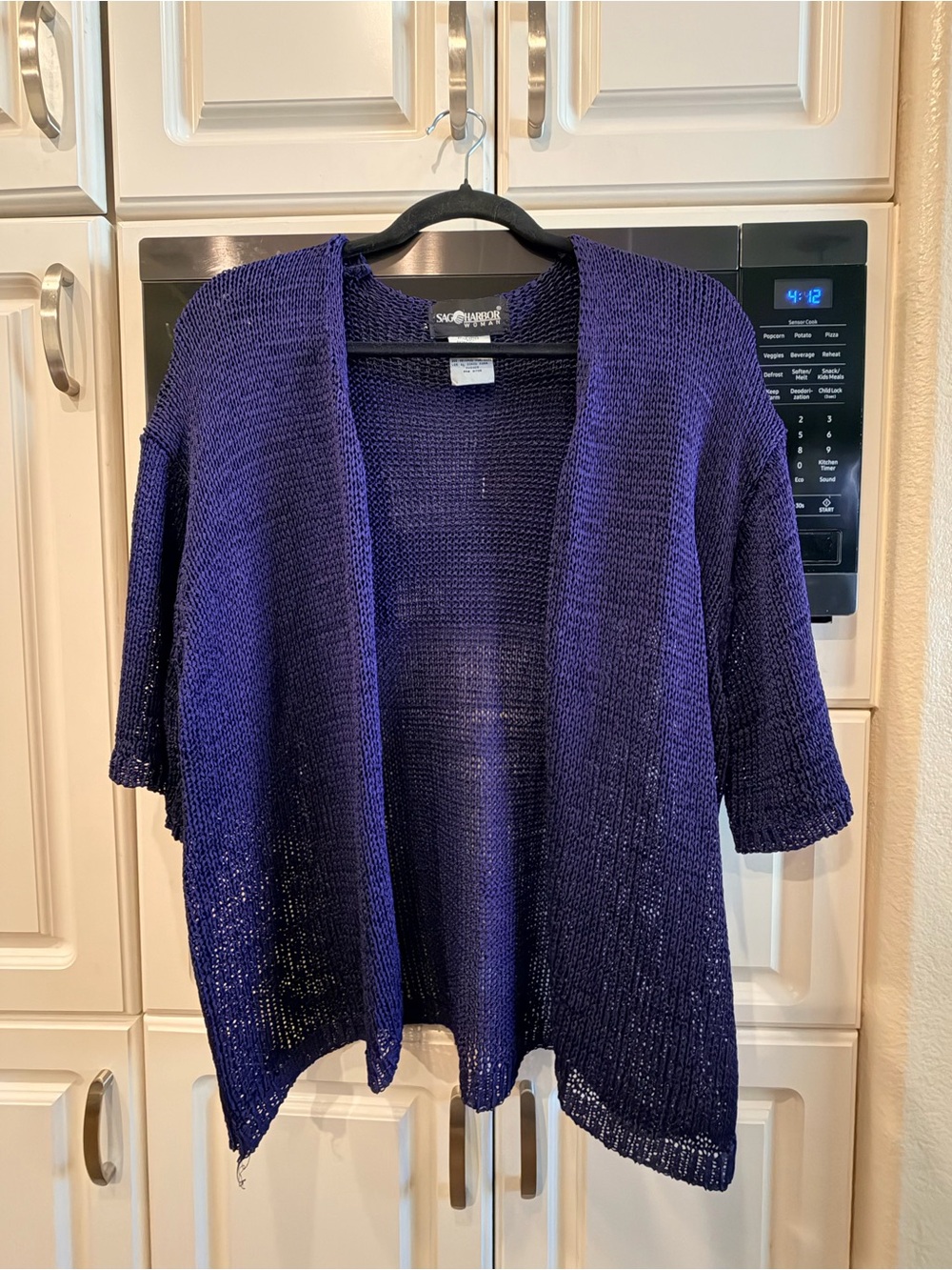 Sag Harbor Open-Front Purple Knit Cardigan